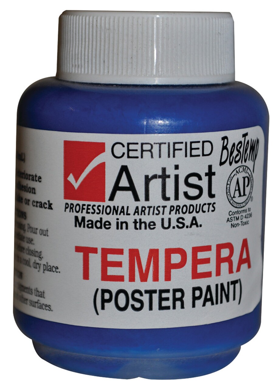 BesTemp Tempera Paint, 2 oz. Bottle, Regular Colors, Blue